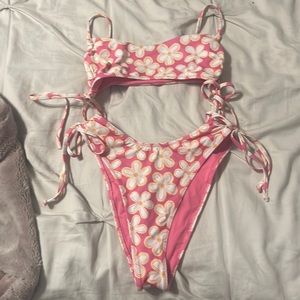 Pink Floral Pattern LA Hearts by Pacsun Bikini Set Long Leg Cheeky